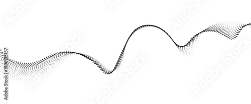 Flowing Dot Wave halftone gradient pattern on transparent background	
