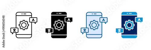 Language Settings Icon Set Multiple Style Collection