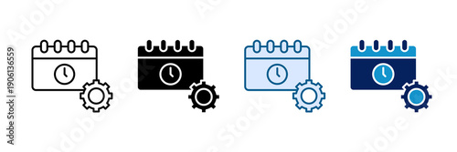 Date And Time Settings Icon Set Multiple Style Collection