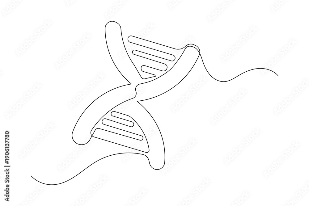 Fototapeta premium Simple outline illustration of dna strand continuous single line art design isolated