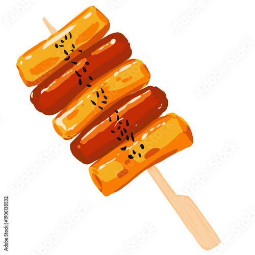 Sotteok Sotteok with Black Sesame Sprinkle Vector Illustration