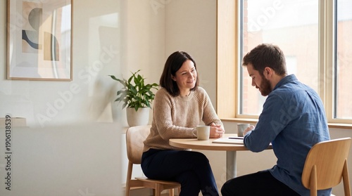 Manager and Employee Meeting in Office Supportive Workplace Conversation