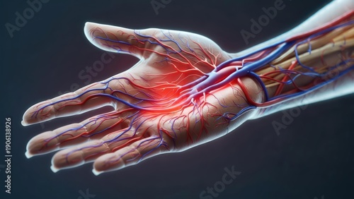 Wallpaper Mural Anatomical hand with highlighted blood vessels and pain Torontodigital.ca