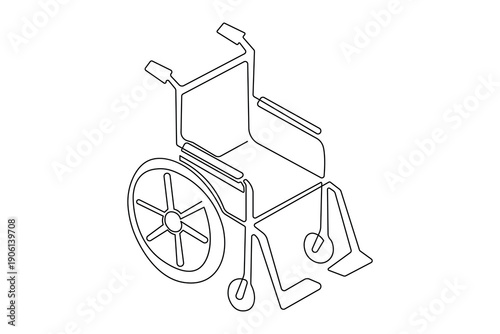 Continuous line drawing of a wheelchair minimalist illustration isolated accessibility art