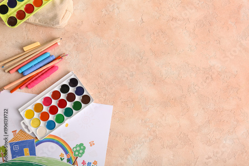 Children's drawing with wat...