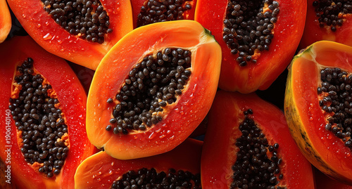 Wallpaper Mural Vibrant high resolution papaya slices with black seeds showcasing tropical freshness nutrition texture color pattern Torontodigital.ca
