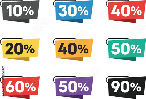 Multicolored percentage labels arranged in a grid pattern on a neutral background