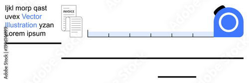 Business organization, financial records, measurement tools, productivity, data analysis, architecture development. Measuring tape, invoice document and text . Financial records and measurement