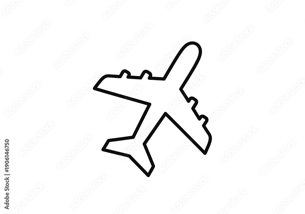Obraz premium Airplane Line Art Icon - Simple Silhouette for Travel and Aviation Concepts