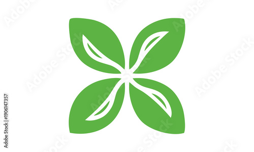 green four leaf clover logo vector 