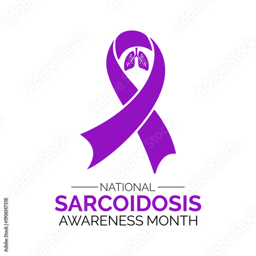 Sarcoidosis Awareness Month is observed every April to highlight an inflammatory disease that causes granulomas to form in different organs of the body. and ribbon, ideal for posters, banners, social.