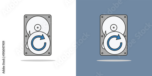 Icons of Hard Drives with Blue Arrows