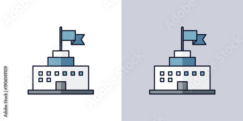 Building Icon with Flag