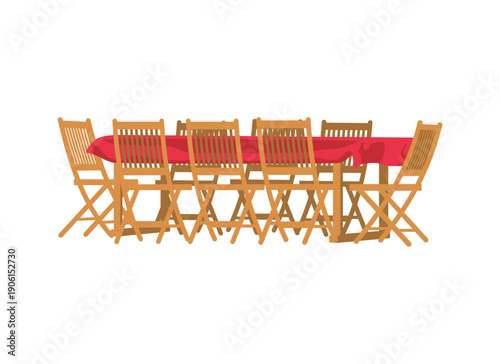Minimalist Dining Furniture Set Vector Illustration