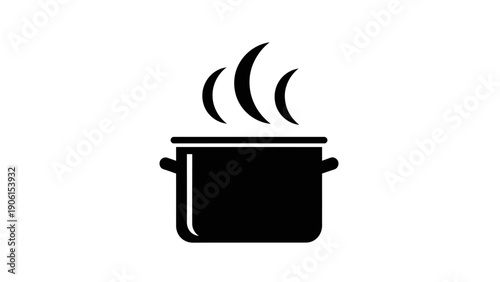 Black Pot with Steam Rising.