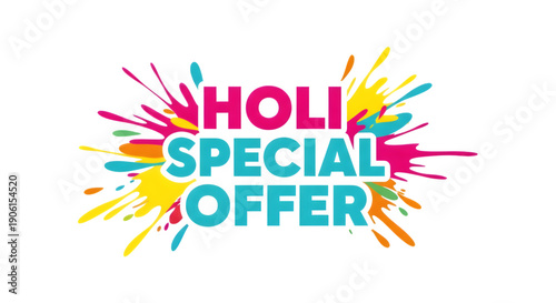 Happy holi special offer isolated on transparent background