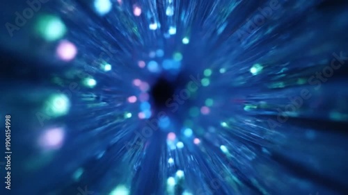 Blue Light Particles Moving in Circle.