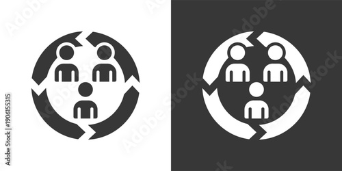 Collaboration Icon Set In Black And White Glyph Vector Illustration
