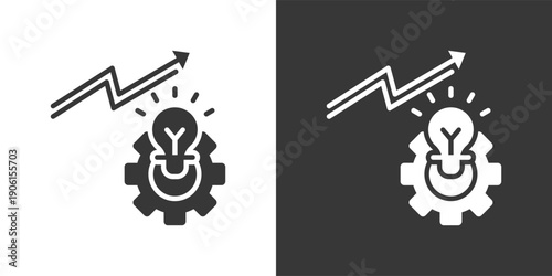 Innovation Icon Set In Black And White Glyph Vector Illustration