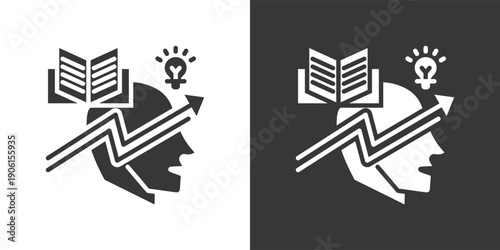 Personal Development Icon Set In Black And White Glyph Vector Illustration