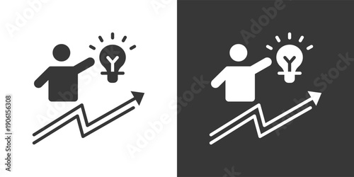 Self Improvement Icon Set In Black And White Glyph Vector Illustration