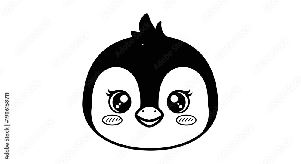 Obraz premium Adorable Cartoon Penguin Face Illustration 1.