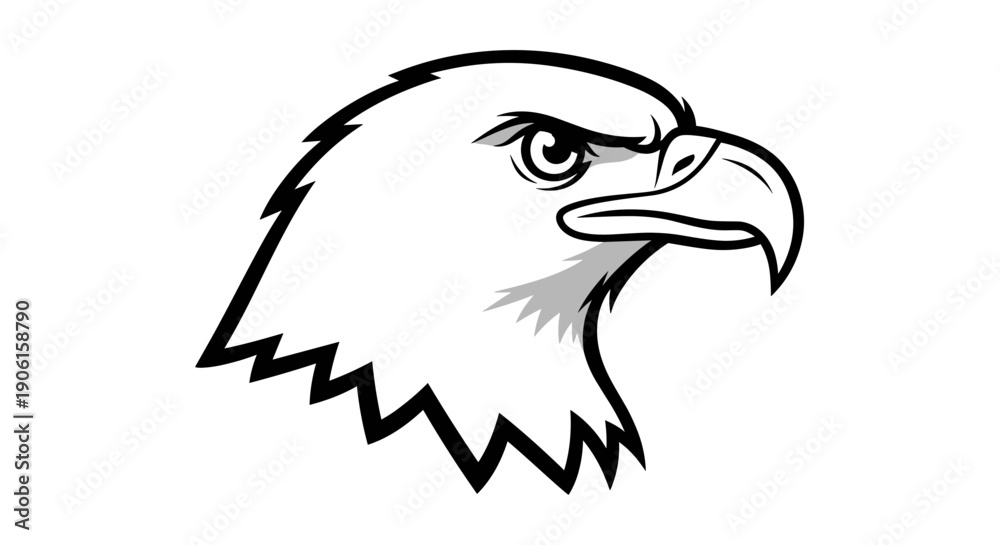 Fototapeta premium Bald Eagle Head Illustration Profile View.
