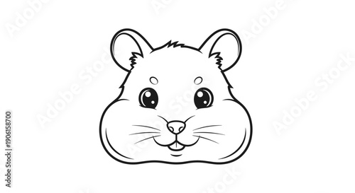 Adorable Cartoon Hamster Face Illustration.