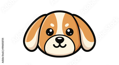 Adorable Cartoon Dog Face Illustration.