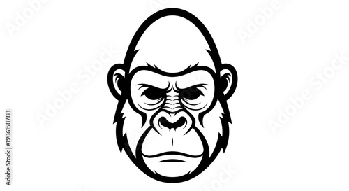 Angry Gorilla Face Illustration Design Element.