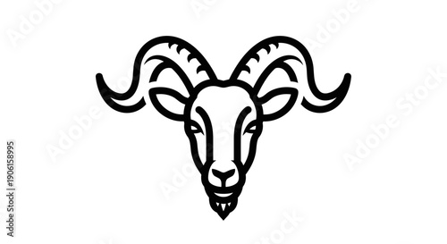 Black and White Goat Head Illustration 1.