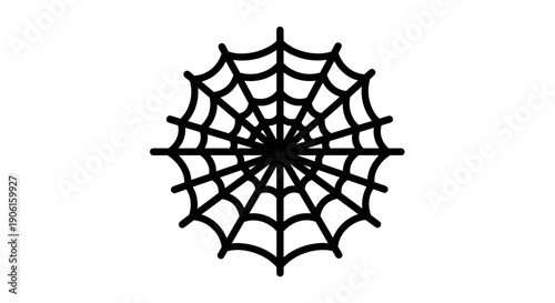 Black Spider Web Silhouette Isolated.