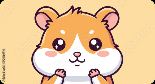 Cute Cartoon Hamster Character Illustration.