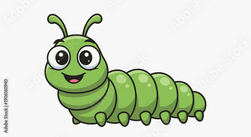 Happy Cartoon Caterpillar Character Illustration.