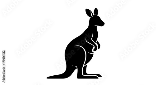 Kangaroo Silhouette with Joey in Pouch.