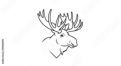 Moose Head with Large Antlers Illustration 1.