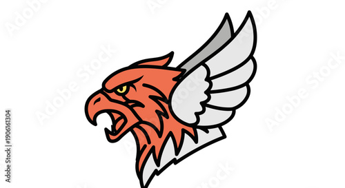 Red Eagle Head with Open Beak.