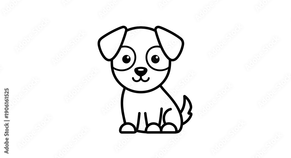 Fototapeta premium Simple Black and White Dog Illustration 1.