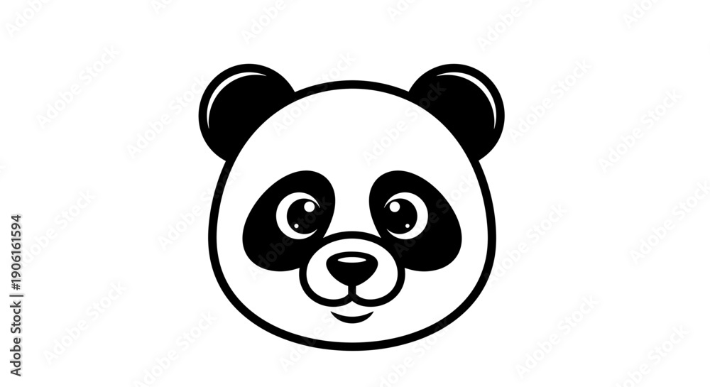 Fototapeta premium Simple Black and White Panda Face Illustration 3.