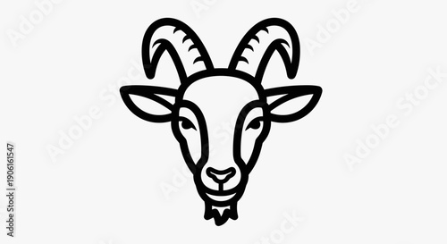Simple black and white goat head illustration.