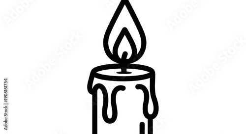 Simple Black Line Drawing of Candle.