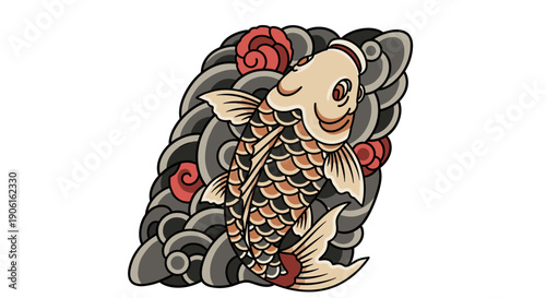 Traditional Japanese Koi Fish Tattoo Art.
