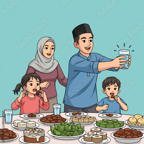 family eating iftar