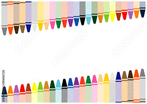 斜めに並ぶクレヨンフレーム｜ポップで楽しい背景素材