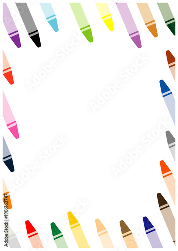 クレヨンで囲むカラフルフレーム｜子ども向けデザイン素材