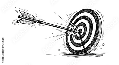 Darts board target goal achievement sketch art