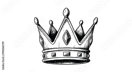 Royal crown jewelry design technical sketch art