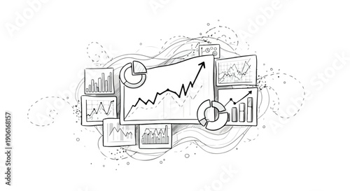 Business analytics stock market trend sketch