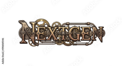 Stunning steampunk Nextgen sign with gears and pipes