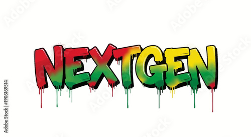 Vibrant graffiti style NEXTGEN text with colorful drips